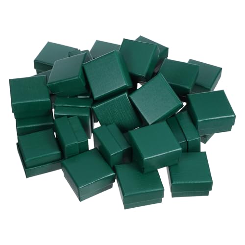 SHOWERORO 32 piezas Cajitas Joyero Mini de Cartón con Almohadilla Protectora Verde Organizador Portátil para Anillos Collares Pendientes y Pulseras de Unidades para Viajes Bodas y Fiestas