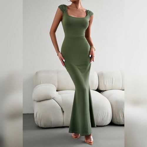 Image of ODIZLI Long Bodycon Dresses For Women Sexy Sleeveless Dress Cap Sleeve Maxi Cami Dresses for Women