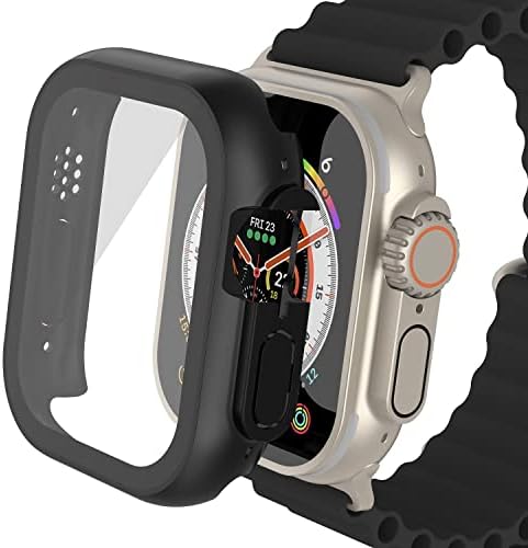 Yolin [2-Pack] Hard Protective Case with Tempered Glass Screen Protector Compatible Apple Watch Series 6/ SE/Series 5 / Series 4 40mm, PC Ultra-Thin All-around Cover For iwatch 40mm (2 Black)