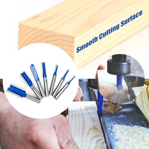 Image of 7Pcs Straight Cut Router Bit Set 1 /4 inch Shank, Carbide Tipped Double & Single Flute Dado Straight Router Bit Set,1 /8 inch,5 /32 inch,3 /16 inch,1 /4 inch,5 /16 inch,3 /8 inch,1 /2 inch Cutting Dia. for Woodworking