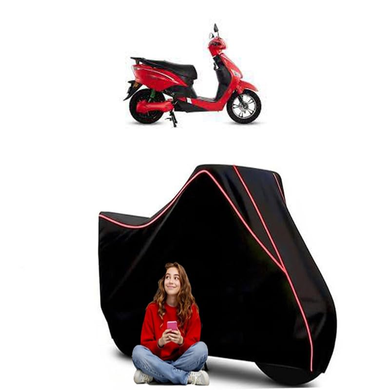 Image of Optima HS500 ER BS6 Scooty Bike Cover Water Resistant Outdoor Use Universal Fit Scooters Motorcycles Heavy Duty UV Protection Dust Rain Scratch Resistant Elastic Bottom Black Blue Piping