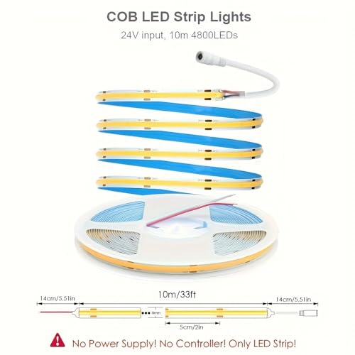 Tira LED COB 5M 24V 6500K Luz Blanca Fría miniatura 3