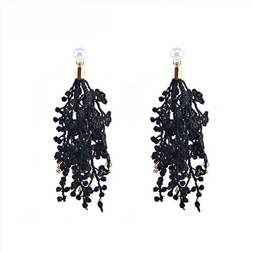 Lace Stud Earrings 1 Pair Bridal Wedding Lace Tassel with Glitter Zircons Earrings