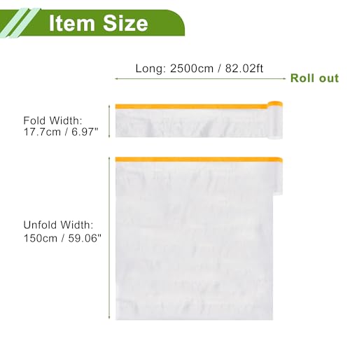 Image of Pre-Taped Masking Film Plastic Cover PE Film Natural Fiber Material 1 Pc 2500x150cm / 82.02ftx59.06 inch White Orange