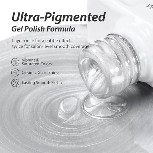 Makartt Glass Cat Eye Gel Nail Polish 15ml One N'Done Glitter Glassy Silver Gel Polish Cat Eyes Soak Off High-Gloss Glass Like Shine, Salon-Grade UV Nail Art Manicure DIY Salon Home - Studio Light