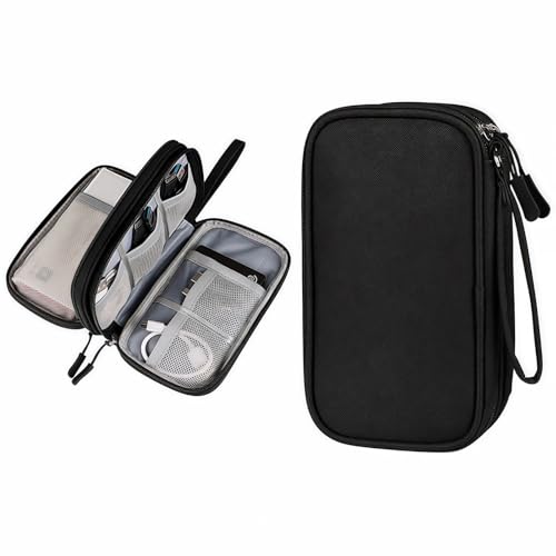 Hiiooweiyi Portable Waterproof Double Layers All-in-One Storage Bag, Travel Cord Organizer,Electronics Accessories Organizer Pouch Bag for Accessories,Charger, USB Cable, Gadget (black)