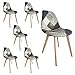 Sedie da pranzo patchwork imbottite con gambe in legno in set da 2, 4, 6 pz (Brown, 6)