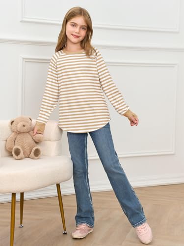 Image of Haloumoning Girls Striped Long Sleeve Shirts 5-14 Years