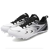 Zapatillas de Atletismo para Hombre, Zapatos 8 Clavos De Salto De Velocidad Ligeras Respirable Profesionales para Correr Usar Deporte Corriendo,Negro,38 EU