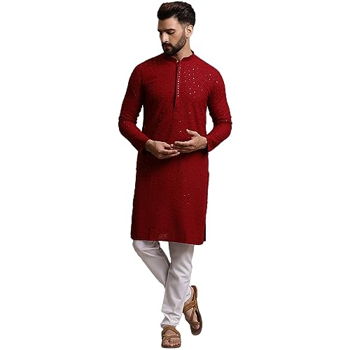 Image of SOJANYA Timeless Traditions (Since 1958) Men's Pure Cotton Sequin Embroidered Kurta Pyjama Set