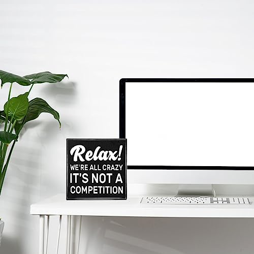 Inspiration-Quote-Sign-Primitives-by-Kathy-Relax-Were-All-Crazy-Its-Not-a-Competition-7-7-16-Inch-SignFunny-Inspirational-Home-Office-Farmhouse-Black-Wood-Box-Plaque-Desk-Wall-Decor Inspiration Quote Sign Primitives by Kathy Relax Were All Crazy Its Not a Competition 7 7 16 Inch SignFunny Inspirational Home Office Farmhouse Black Wood Box Plaque Desk Wall Decor