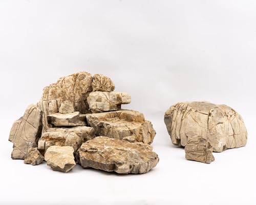 NatureHolic Mizu Stone | Heller Aquarium Stein I wasserneutral mit glatter Struktur I Aquascaping Hardscape Steine Deko für Aquarien I Größe S: 6-12cm