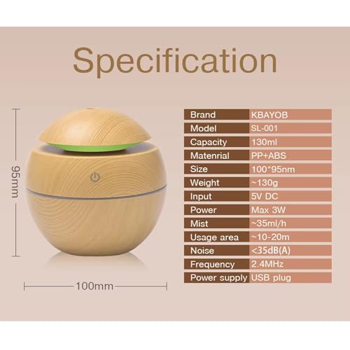 Difusor aromático eléctrico con luz LED y humidificador 130ml miniatura 5