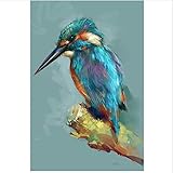 Yuanxianglong DIY Malen Nach Zahlen Geschenk Für Erwachsene Acryl Malerei Abstrakt Grün Papagei Vogel DIY Geschenk Nach Hause Wanddekor Malen Nach Zahlen Für Erwachsene Anfänger-Rahmen 40X50Cm