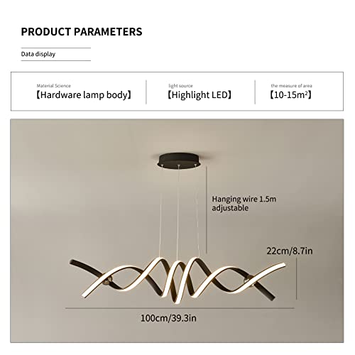 Qcyuui Modern Led Chandeliers Dimmable Pendant Lights With Remote Adjustable Height 60W Aluminium Contemporary Pendant Light Fixtures For Dining Room Kitchen Office,2-Lights,39.4 Inches,Matte Black #TOP5