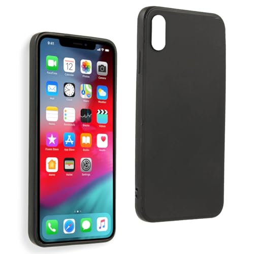 REY Funda Carcasa para iPhone X - XS, Anti-Deslizante Negra, Elegante y Ligera, TPU Flexible Premium