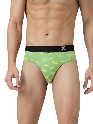 Image of XYXX Men's Surf Super Combed Cotton Regular Fit Printed Antibacterial Briefs with No Marks Waistband
