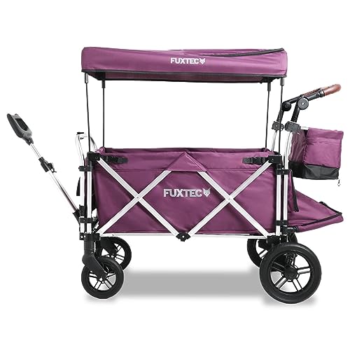 Carrello Pieghevole Fuxtec Super Plus CTL950, Carretto Bollerwagen Viola, Estensione Della Cabina, Per Bambini, Trasporto, Spiaggia, Città Da Traino O Spinta, Portata 75 Kg, Vagone Da Giardino - 2
