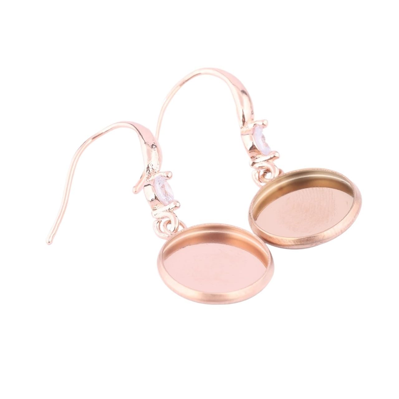 zyrqon Stainless Steel Rose Gold 12mm Cabochon Earring Base Blanks DIY Jewelry Findings