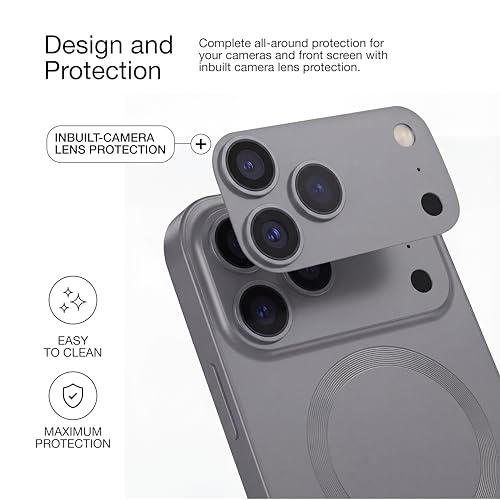 Image of amazon basics Premium Mag-Safe Case for iPhone 17 Pro | Shockproof & Anti-Scratch Cover | Soft Silicone with Wireless Charging | Camera Lens Guard - Gray