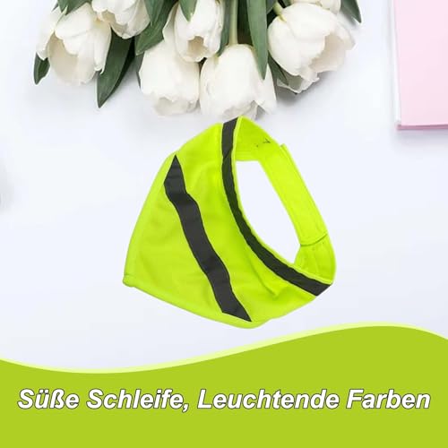 Reflektierende Sicherheit Hund Bandanas, Leuchthalsband Hund, Reflektierendes Hundehalstuch, Neon Farbe Sichtbarkeit Produkte Halstuch, Dreiecks Hundebandana für Nächtliche(Fluorescent Grün)
