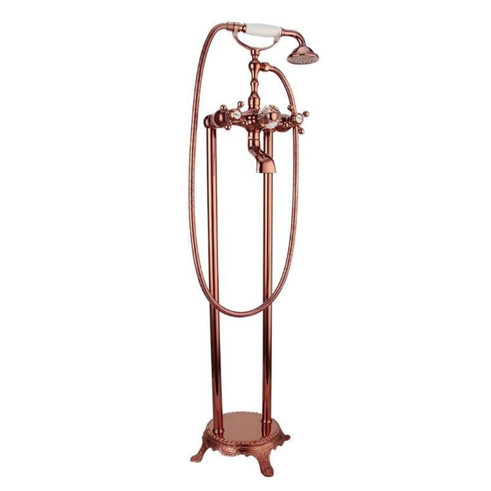 Blyqxs Rose Gold Shower Set Floor-Standing Handheld Bathtub Double-Handle Faucet
