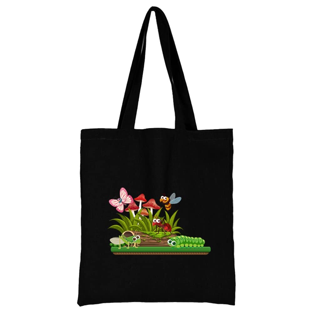 Mushroom Printed Canvas reusable grocery bags, Foldable Casual Travel HandBag, Shoulder Beach Tote Bags, Shopper bag eco friendly super strong washable Storage bags Shopping bag Canvas bag for Women