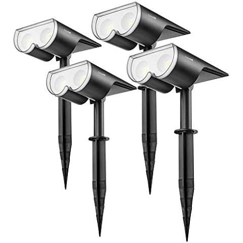 Solar Spot Lights Outdoor, Consciot 16 LEDs IP67 Waterproof Dusk-to-Dawn Landscape Spotlights, Auto On/Off, 2-in-1 Adjustable Solar Powered Wall Lights for Garden Yard Walkway, 4 Pack (6500K Daylight) Cover