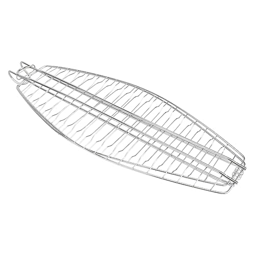 Happyyami Fish Grill Basket with Hook Non Stick Mesh Barbecue Tool for Outdoor Grilling Durable Bbq Grill Basket for Fish Meat and Vegetables Easy to Use and Clean