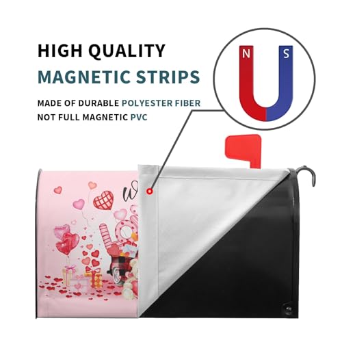 Image of Valentine's Day Love Pink Mailbox Covers Magnetic Love Heart and Car Mailbox Cover Standard Size 18 X 21 Inch Happy Valentines Day Holiday Wrap Post Letter Box Decorative for Outdoor Home Garden Yard