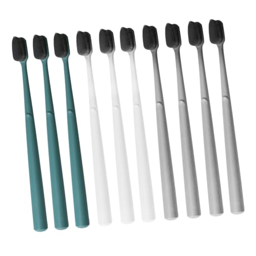 DEARMAMY 10 Piezas Cepillos de Dientes de Nylon Suave Diseño Ergonómico y Portátil para Limpieza Colores Aleatorios Color Aleatorio