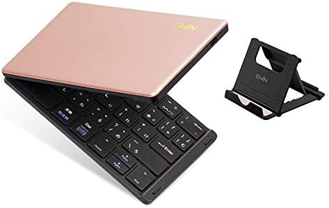 Ewin 新型 日本語配列 キーボード ワイヤレス Bluetooth 折りたたみ式 かな入力 JIS配列 レザーカバー 薄型 折り畳み USB充電式 iOS/Android/Windows/Macに対応 パソコン用 スタンド付 ノートPC/ipad/iphoneに対応 (ピンク/Pink)