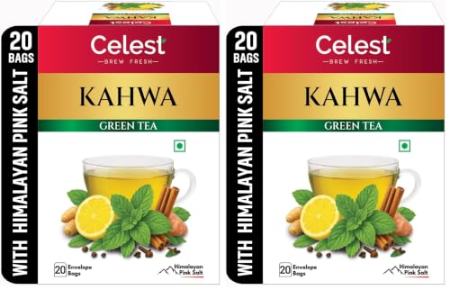 Image of Celest Kahwa Green Tea, 20 Tea Bags | Helps in Detox | Contains Desi Herbs & Spices (Pack of 2)