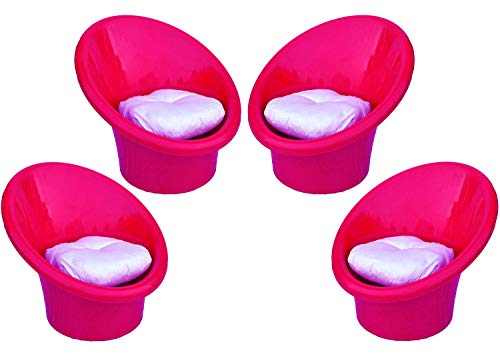 Image of Tub Chairs /ARM Chairs /Chairs for Home, Living Room /Indoor and Outdoor Chairs with Complimentary Cushions Set of 04 (Pink)