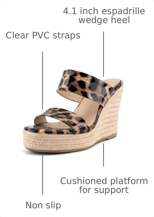 Image of VARECOLA Espadrille Wedge Sandals for Women, Open Toe Platform Slides | Clear Sandals for Women or Woven Strap Styles with Open Toe and High Wedge Heel for Vacation, Beach and Party Wear