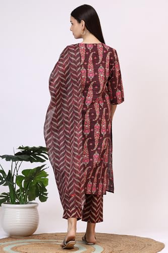 Image of W for Woman Orange Abstract Printed Tiered Spaghetti Kurta and Leggings Set with Dupatta