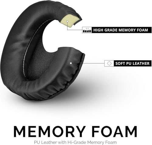 Image of Mayklen Headphone Cushion Pads Compatible with JBL Infinity Glide 500 & 700 Extra Bass Ear Cushion Replacement Pads Protein Leather, High-Density Memory Foam Earpad Cushions - Black 70mm
