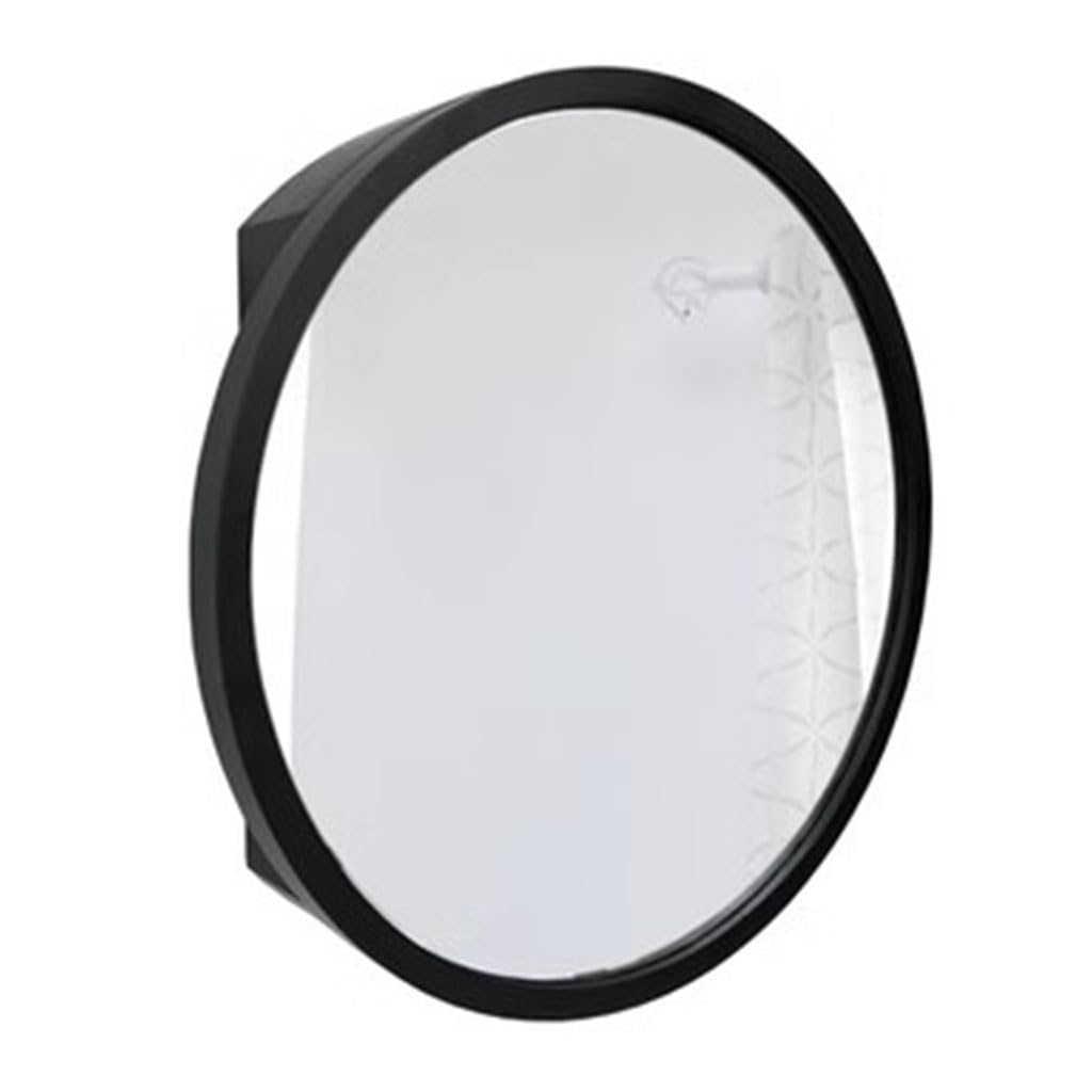 50cm Bathroom Round Mirror Cabinet Bathroom Wood Cabinet Single Mirrored Door Wall Mounted Bathroom Mirror With 2-shelf(Black)