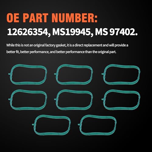 Image of HiSport 8 PCS 12626354 Engine Intake Manifold Gasket Runner Seals | Compatible with GM Cadillac Chevrolet GMC Savana Sierra Silverado 1500 2500 3500 Yukon Camaro Corvette Escalade