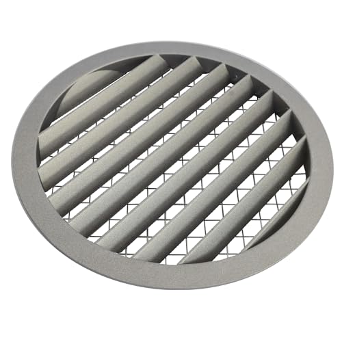 Rejilla de Ventilación Exterior de Aluminio para Extractor de baño, Cocina, Garaje, Pared | Rejilla Redonda con mosquitera metálica, Color Resistente a Rayos UV (Sin Pintura, 200mm)