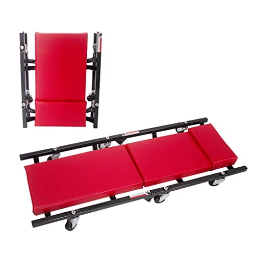 Folding Garage Workshop Roller Seat, 360Universal Wheel Thickened Mechanic Stool, With Light Car Repair Skateboard Stool (Color : Red, Size : 92 * 37 * 9Cm) #TOP6