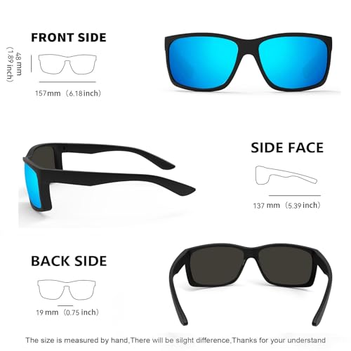 Image of WISTON XXL Z87 Sunglasses for Men Women Fit Big Head Sunglasses UV400 Protection TR90 Frame Wide Square Sun GlassesZ8242