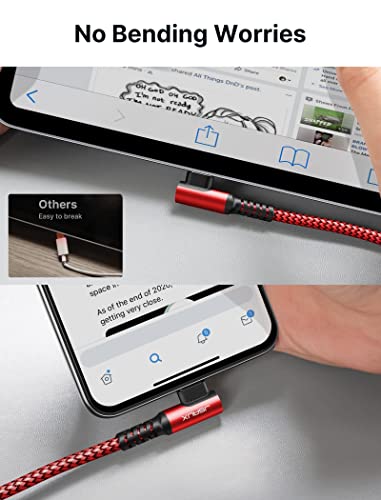 Image of JSAUX 2-Pack Usb To Type C Cable, 62W 3.1A Right Angle Braided Data Sync&Fast Charging Cable, 480Mbps Compatible With Samsung Phone, Ps5 Controller & More C Type Devices (6.6Ft+6.6Ft), Red