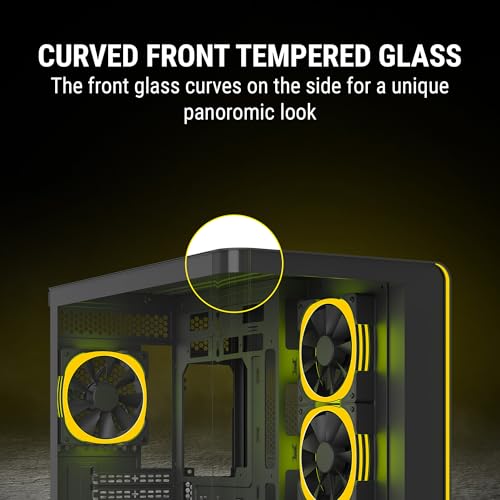 Image of Ant Esports Crystal ARC Mid-Tower Computer Case /Gaming Cabinet - Black |Front Curved Glass|Support ATX, Micro-ATX, Mini-ITX | Pre-Installed 4 ARGB-PWM Fans