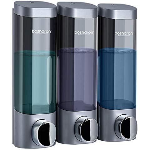 WWWRL Wall-Mounted No Drilling Soap Dispenser ABS Plastic/Durable - Press Pump 300ml*3 Shampoo Lotion Dispenser Shower Gel Bottle Cover