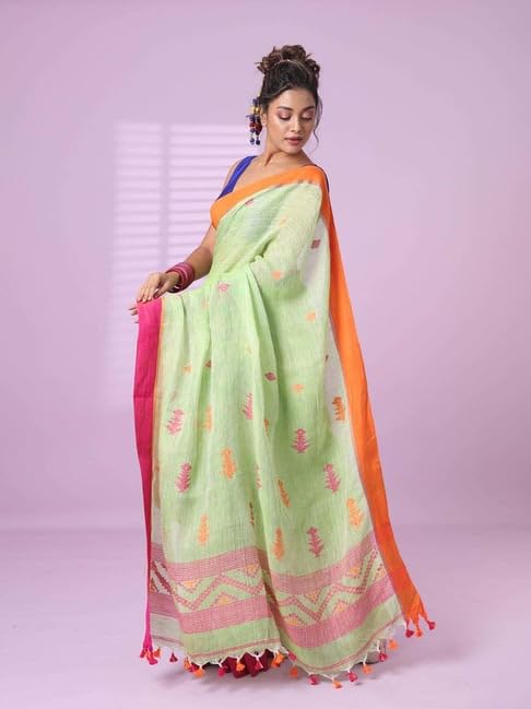 Image of SWORNOF Women's Pure Silk Saree With Blouse Piece