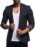 Leif Nelson Herren Sakko Blazer sportlich Slim Fit Modern Schwarz Anthrazit LN4007 Größe M Blau