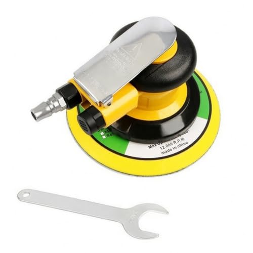 KiBcsLic Kompakt Mini-Druckluft-Exzenterschleifer | Vibrationsgedämpfte Hülse, regelbar, Exzenterschleifer mit Trägerplatten, für Werkstatt, Garage, Möbelbau, 15 Cm, Ohne Staubabsaugung