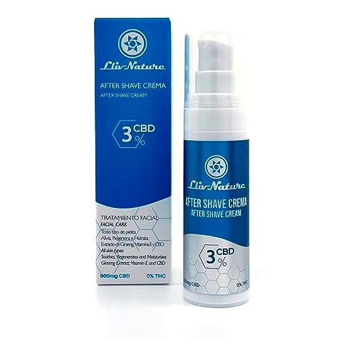 Llivnature After Shave para homens 30 ml, 900 mg CBD, extrato de gininseng e vitamina E. Todos os tipos de pele, alivia, regenera e hidrata. Contém 86% de ingredientes de origem natural.