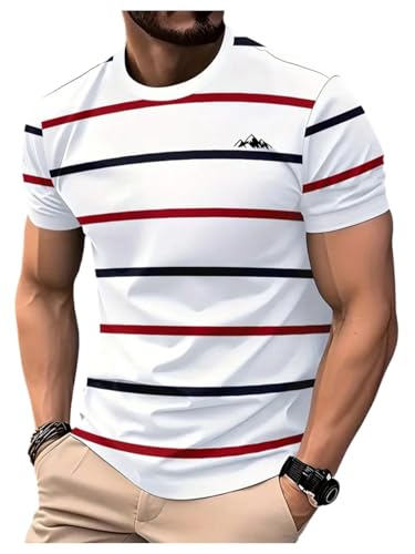Image of RoseSeek Men's Color Block Short Sleeve Tee Shirts Casual Crewneck T Shirt Trendy Summer Tops